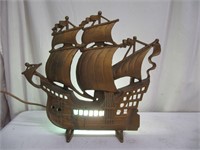 VINTAGE HEAVY CAST METAL SHIP LAMP