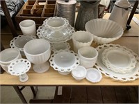 Large lot of milk glass