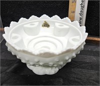 Fenton milk glass hobnail candle holder