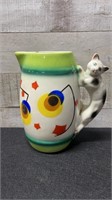 Vintage Unusual Cat Handled Pitcher Czech Small Ch