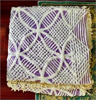 Vintage Lavender Color Chenille Bedspread Quilt
