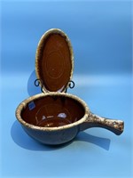 Hull Brown Drip Pottery Bowl and Dish