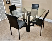 GLASS TOP DINETTE TABLE W/4 CHAIRS