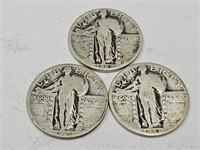 3. 1929  Silver Standing Liberty Quarter Coins