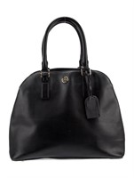 Tory Burch Blk Lther Gold-tone Open Top Handle Bag