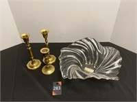 Candle Stick Holders & Glass Bowl