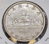 1957 Canadian Silver $1 Dollar Coin (1WL)