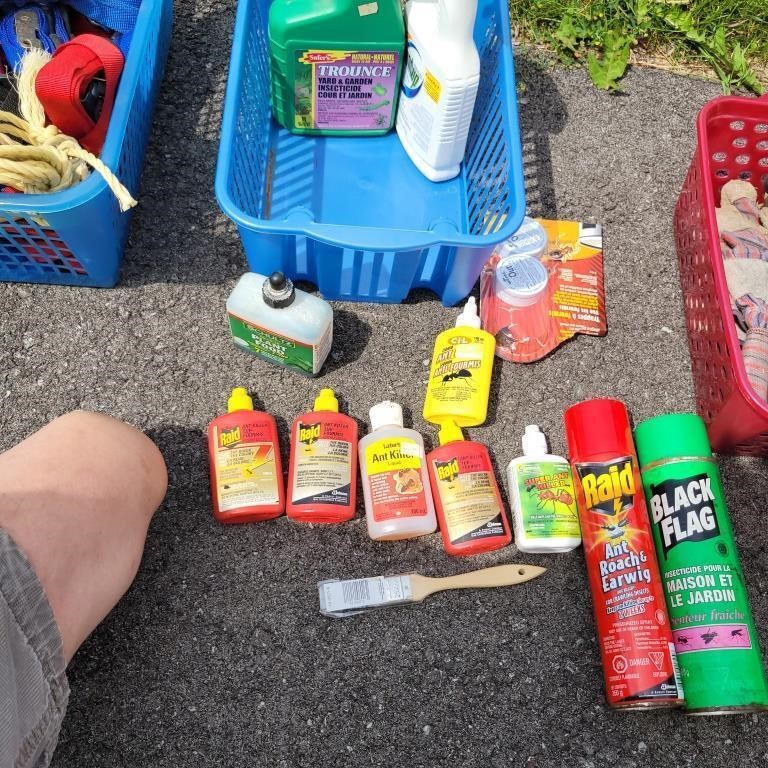 Basket Of Gardening Items Mostly Ant Bait