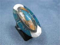 Sterling Silver Compressed Inlaid Ring Hallmarked