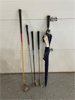 Miscellaneous, Left handed golf clubs and umbrella