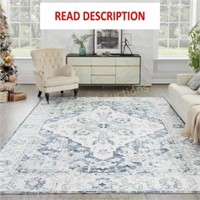 Syalife Washable Rug  8x10'  Non-Slip  Red  Blue