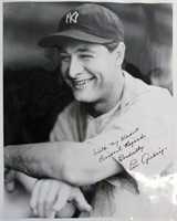 Lou Gehrig signed photograph personally inscribed