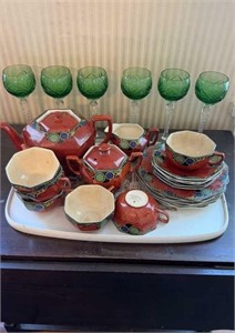 Artco English porcelain tea set includes