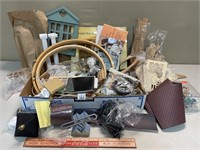 LOT OF DOLL HOUSE PARTS WITH CROCHET FRAMES