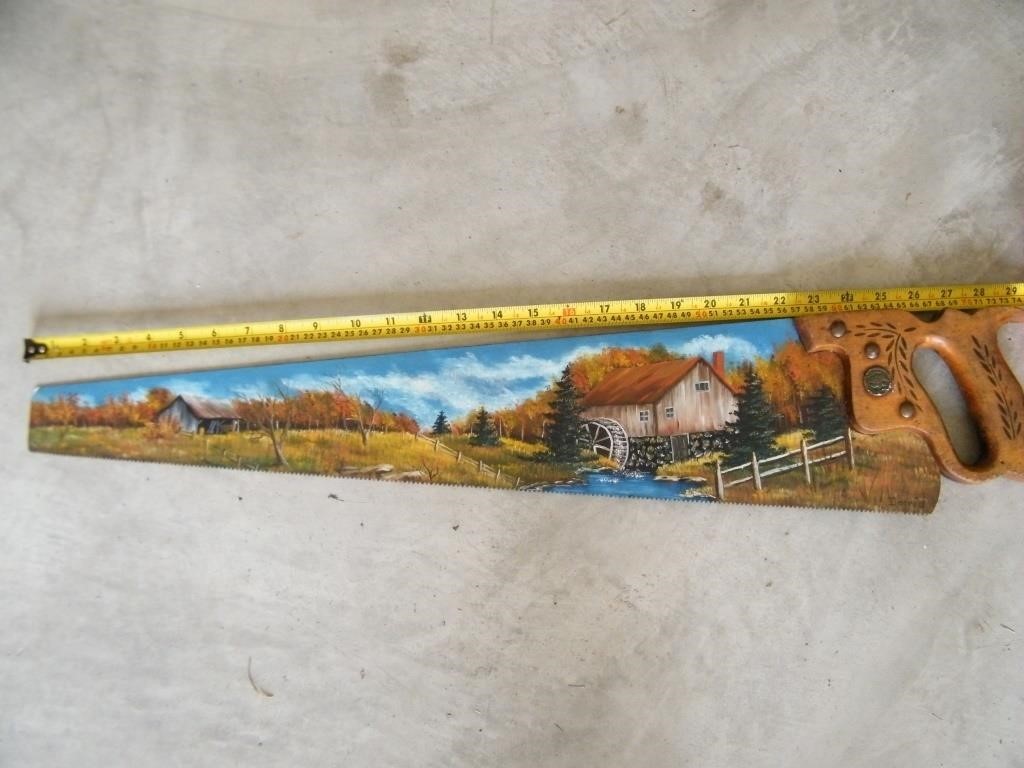 Painted Antique Hand Saw 30" Long by Ingrid