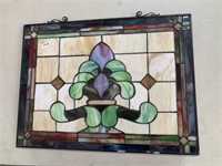 Stained Glass Wall Hanging, approx 24.5 x 18.5”