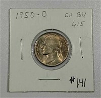 1950-D  Jefferson Nickel  Ch BU