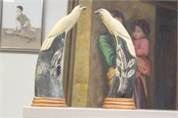 Pair of Chinese Carved Horn Birds