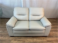 Contemporary Faux Leather White Loveseat