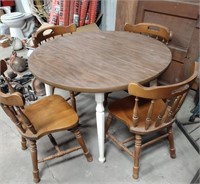 ROUND WOOD TABLE & CHAIRS