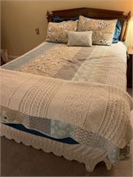 Full Sz Bedding Cottage Chic Tan Blue Turquoise