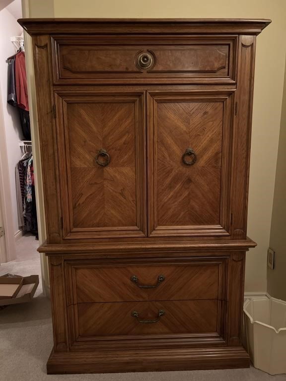 Vintage Wooden Armoire Closet Cabinet Dresser