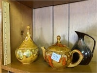 Mid-century pottery with drip glaze