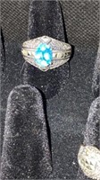 Sterling blue gem ring stamped 925 size 8
