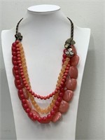 FOSSIL MULTI STRAND FLOWERS & BEAD NECKLACE
