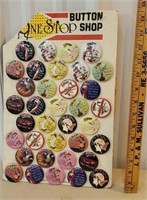 One Stop button Shop Card display of pinback