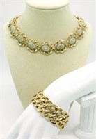 White & Gold Necklace & Bracelet Set