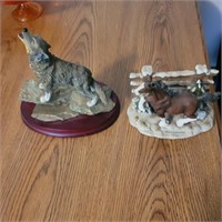 Wolf and horse figurines