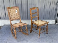 Canned Antique Rocking and Side Chair