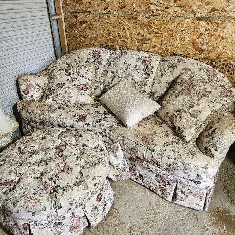 Floral Pattern Couch & Ottoman