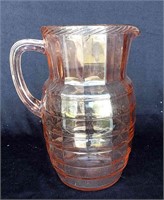 Vtg Pink Block Optic Pitcher