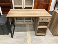 Wood grain pattern Desk w Metal Leg 1 Drawer