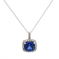 10K WHITE GOLD 0.50CT DIAMOND AND 0.50CT SAPPHIRE