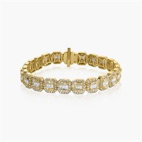 14K YELLOW GOLD 12.00CT BAGUETTE DIAMOND TENNIS BR