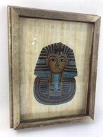 Framed papyrus print of King Tut, great colors,