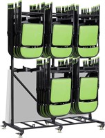 Folding Chair Storage Rack Cart Dolly, 2-tier