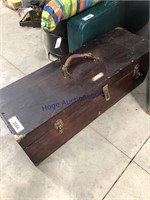 Wood toolbox w/ tray, 9.5 x 29.5 x 10" tall