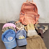 Backpack, Ball Caps & Gloves