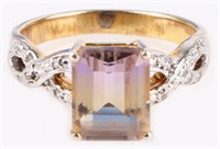 STERLING SILVER DIAMOND AMETRINE LADIES RING