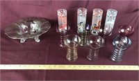 Silver Etched Glass Bowl and Kitchen Glasses