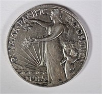 1915-S PAN-PAC HALF DOLLAR, AU/UNC