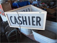 TRIANGLE LIGHTED CASHIER SIGN, CONDITION UNKNOWN
