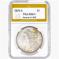 1879-S Morgan Silver Dollar PGA MS63+ REV 78