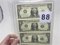 4 uncut $1.00 bills