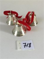 STERLING SILVER BELL ORNAMENT WITH RED VELVET