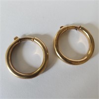 Pr. 14K Yellow Gold Circular Tube Clip-On Earrings